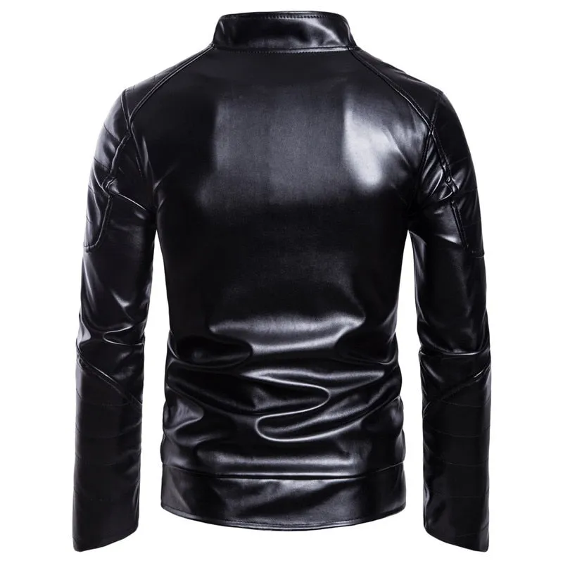 Fashion men leather jacket Spring autumn Casual PU coat mens motorcycle leather jacket