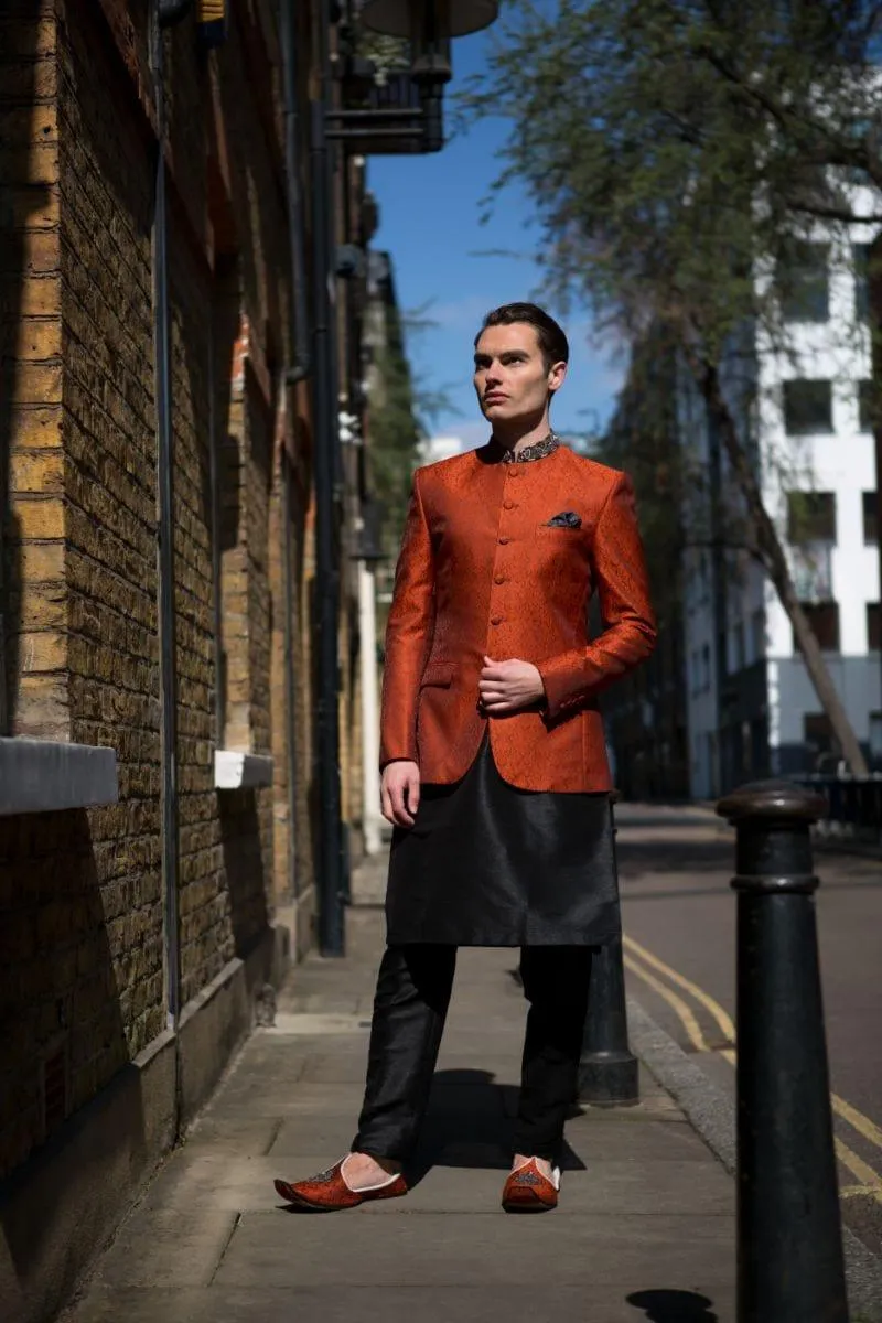 GEM Garments - Maida - Prince Coat - Orange - 1 Piece - Jamawar