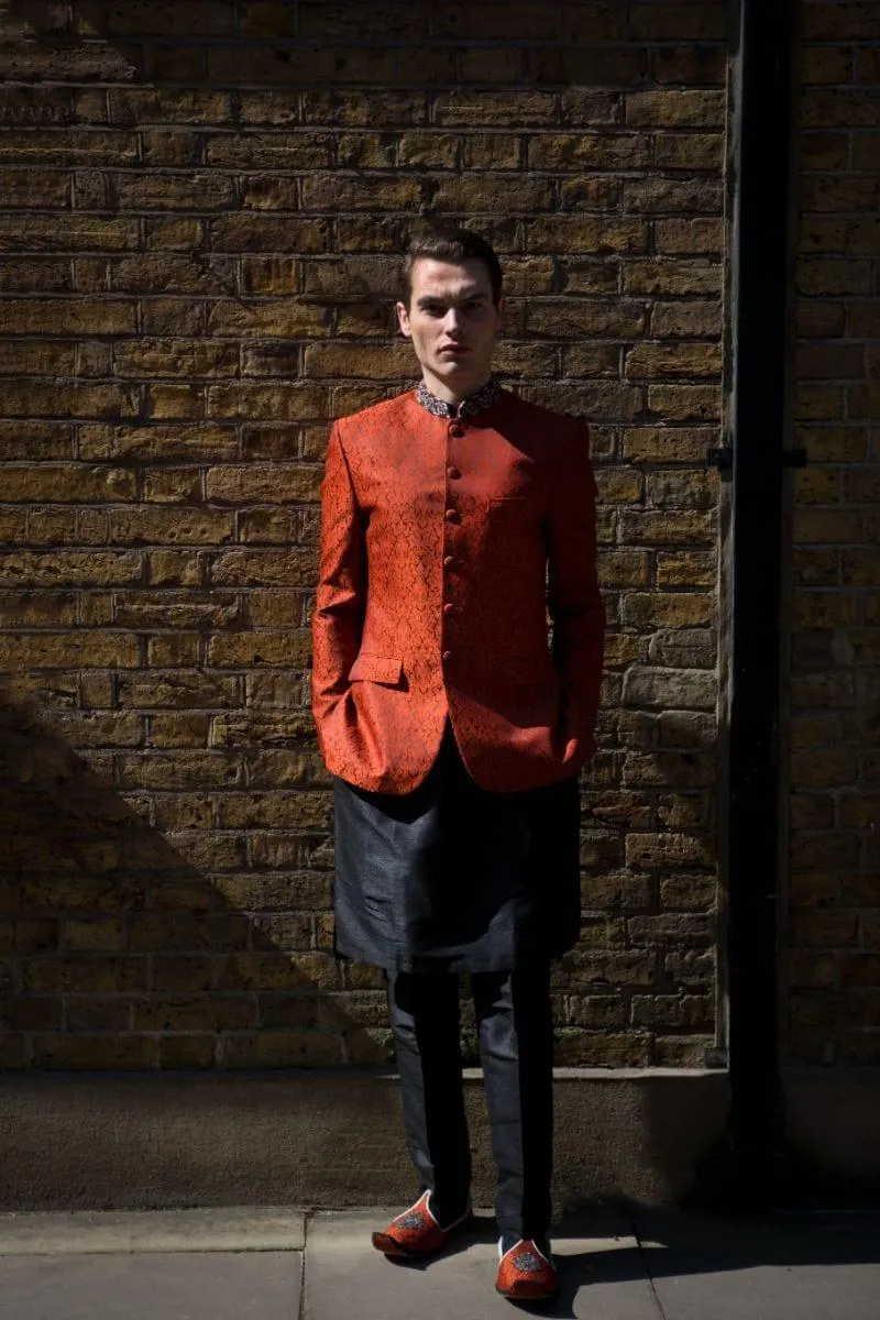 GEM Garments - Maida - Prince Coat - Orange - 1 Piece - Jamawar