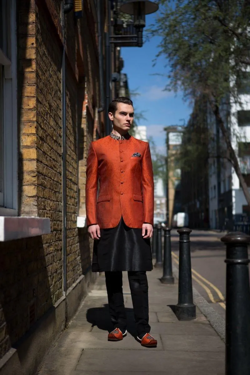 GEM Garments - Maida - Prince Coat - Orange - 1 Piece - Jamawar