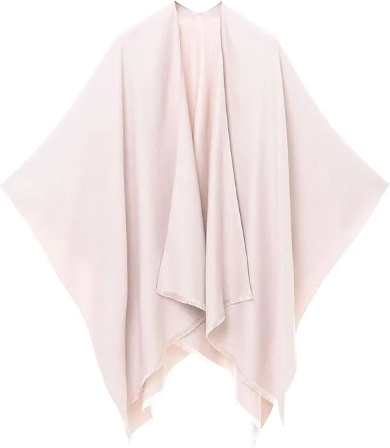 Gray-Blue Luxurious Knit Sweater Poncho Cardigan